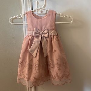 Katie M Dress Girl's 18 months Blush Pink Bow Ribbon Lace Button Wedding